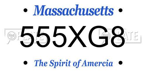 555XG8 Massachusetts License Plate