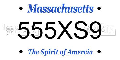 555XS9 Massachusetts License Plate