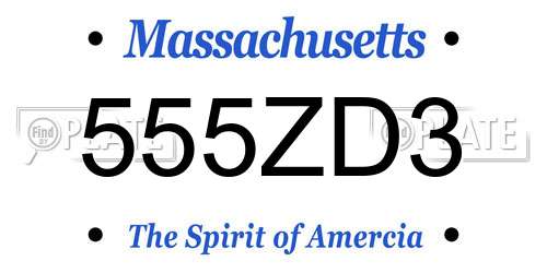 555ZD3 Massachusetts License Plate