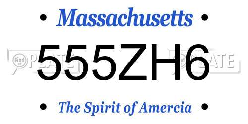 555ZH6 Massachusetts License Plate