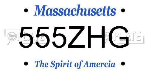 555ZHG Massachusetts License Plate