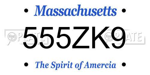 555ZK9 Massachusetts License Plate