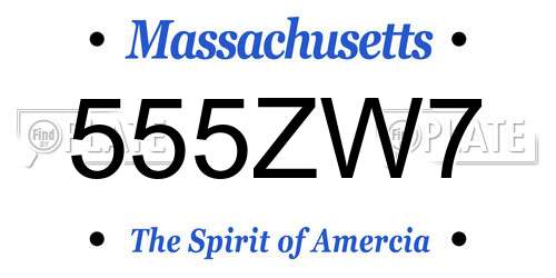 555ZW7 Massachusetts License Plate