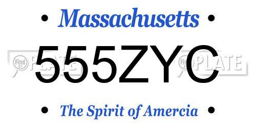 555ZYC Massachusetts License Plate