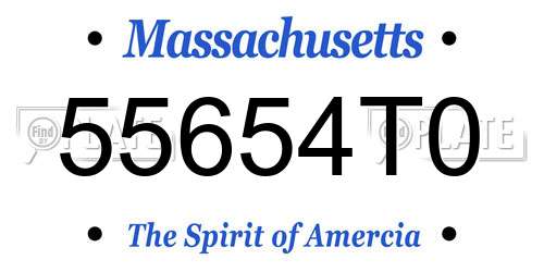 55654T0 Massachusetts License Plate