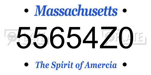 55654Z0 Massachusetts License Plate