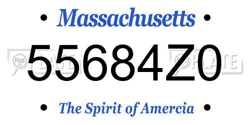 55684Z0 Massachusetts License Plate
