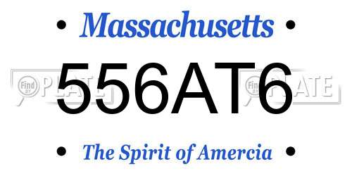 556AT6 Massachusetts License Plate