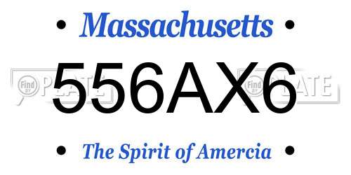 556AX6 Massachusetts License Plate