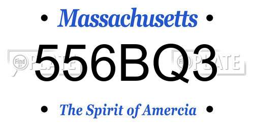 556BQ3 Massachusetts License Plate