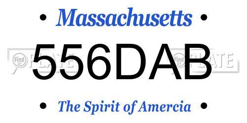 556DAB Massachusetts License Plate
