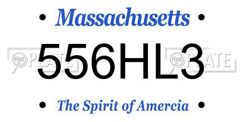 556HL3 Massachusetts License Plate