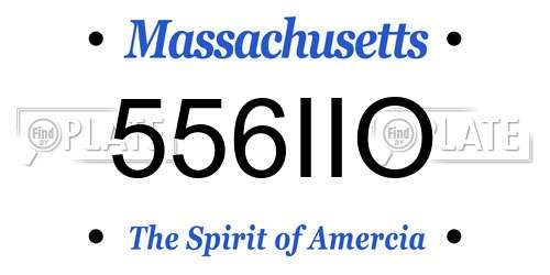 556IIO Massachusetts License Plate