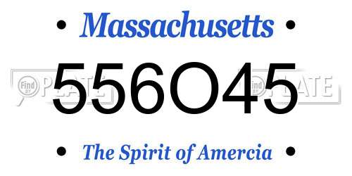 556O45 Massachusetts License Plate