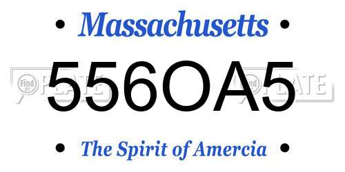 556OA5 Massachusetts License Plate