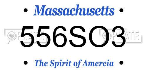 556SO3 Massachusetts License Plate