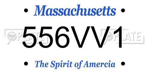 556VV1 Massachusetts License Plate