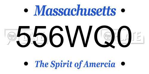 556WQ0 Massachusetts License Plate