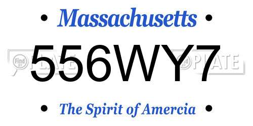 556WY7 Massachusetts License Plate