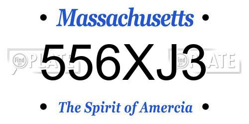 556XJ3 Massachusetts License Plate