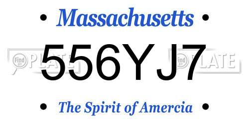 556YJ7 Massachusetts License Plate