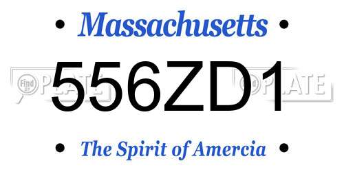 556ZD1 Massachusetts License Plate