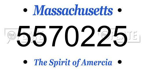 5570225 Massachusetts License Plate