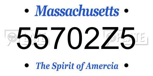 55702Z5 Massachusetts License Plate