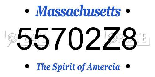 55702Z8 Massachusetts License Plate