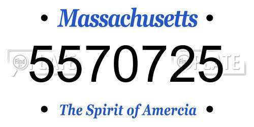 5570725 Massachusetts License Plate