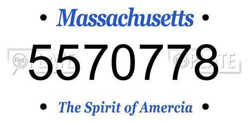 5570778 Massachusetts License Plate