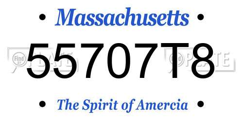 55707T8 Massachusetts License Plate