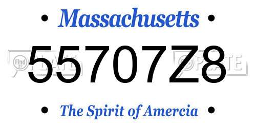 55707Z8 Massachusetts License Plate