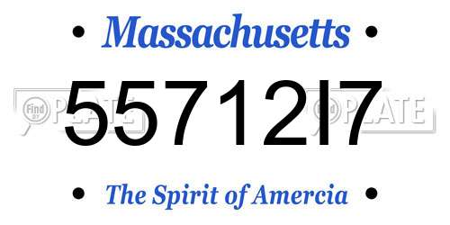 55712I7 Massachusetts License Plate