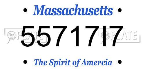 55717I7 Massachusetts License Plate
