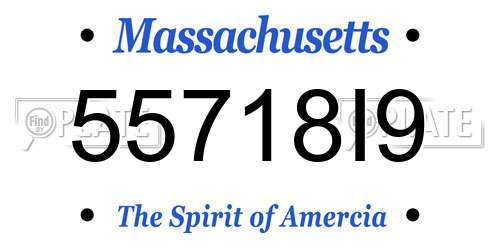 55718I9 Massachusetts License Plate