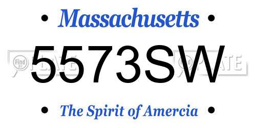 5573SW Massachusetts License Plate