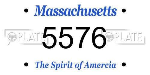 5576 Massachusetts License Plate