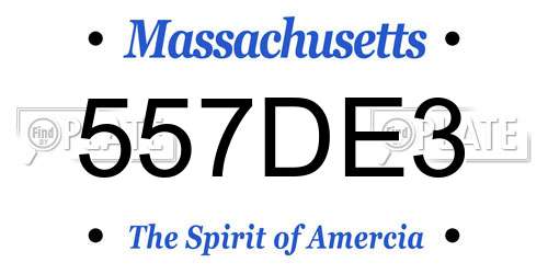 557DE3 Massachusetts License Plate