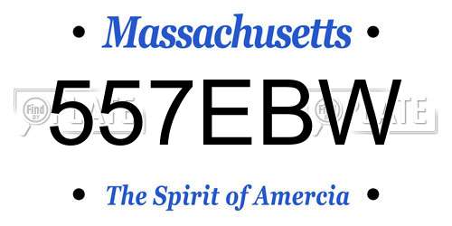 557EBW Massachusetts License Plate