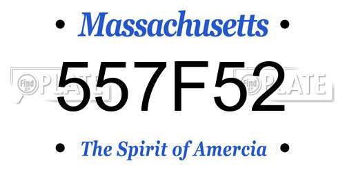 557F52 Massachusetts License Plate