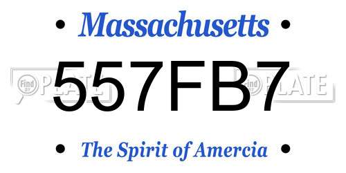 557FB7 Massachusetts License Plate
