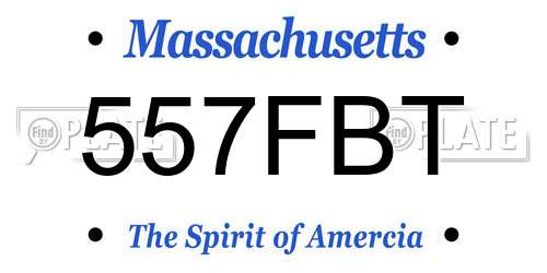 557FBT Massachusetts License Plate