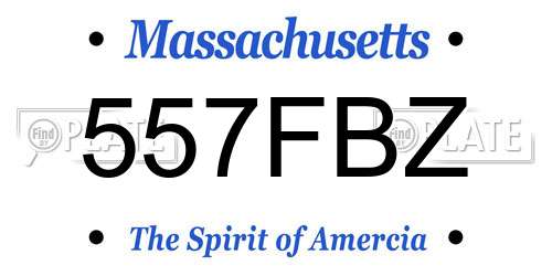 557FBZ Massachusetts License Plate