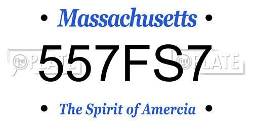 557FS7 Massachusetts License Plate