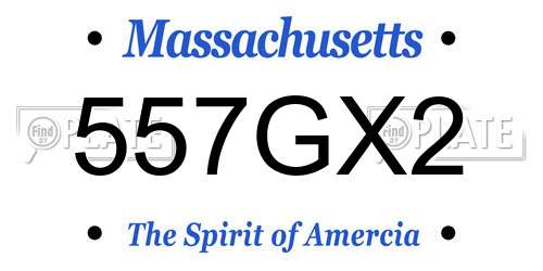 557GX2 Massachusetts License Plate