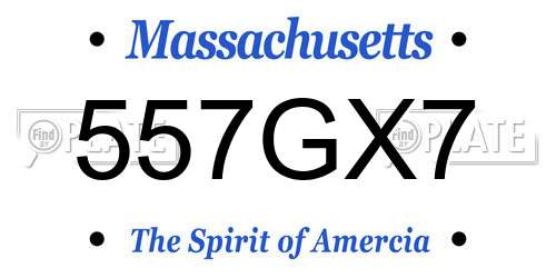557GX7 Massachusetts License Plate
