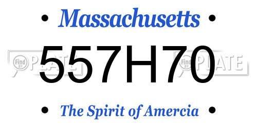 557H70 Massachusetts License Plate