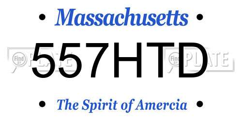 557HTD Massachusetts License Plate
