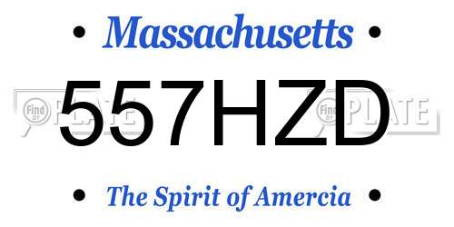 557HZD Massachusetts License Plate